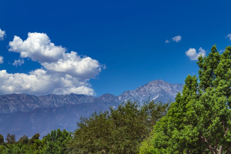 The San Gabriel Mountains viewed from Rancho Cucamonga in the Inland Empire of California